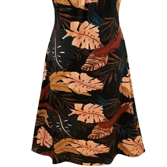 Women's Plus Size Tropical Leaf Print Slingback Pocket Holiday Summer Dress 22W - Picture 5 of 12